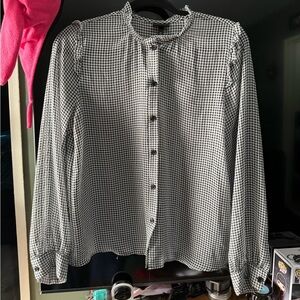 Who What Wear Black and White Checkered Button Down Shirt